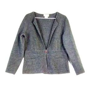 Talbots Cardigan Women's PS Grey 100% Wool Long Sleeve 1 Button Front Regency